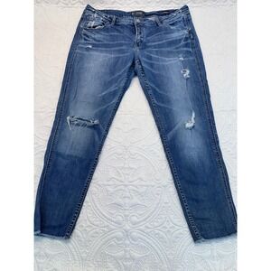 Silver Jeans‎ Co Suki Mid Rise Slim Boyfriend Distressed Denim Jeans Medium Wash